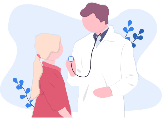 Healthcare industry worker with a patient.