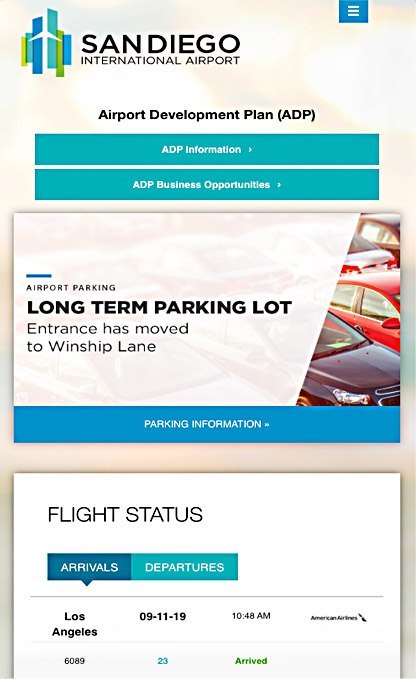 Galaxeen mobile responsive site for San Diego International Airport