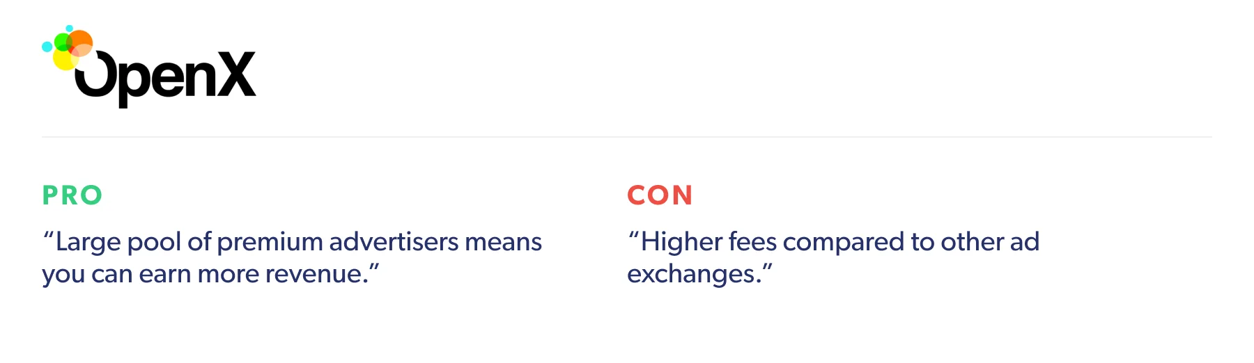 An ad network like OpenX can easily sell inventory of premium publishers.
